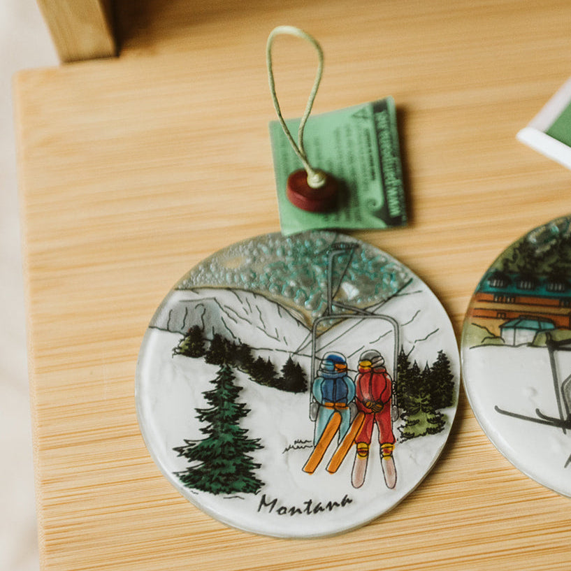 PAMP LODGE SKIER ORN