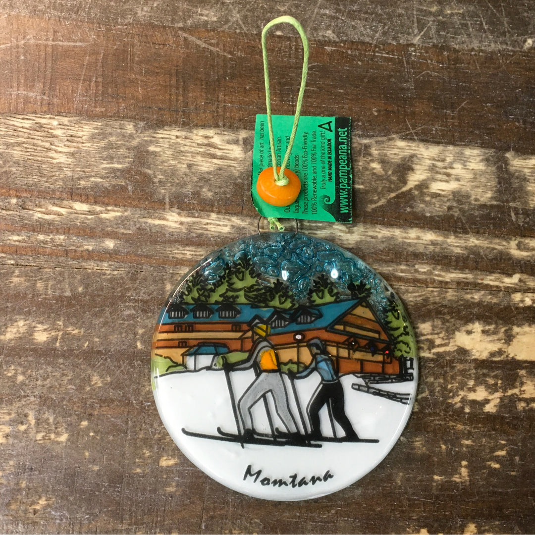 PAMP LODGE SKIER ORN